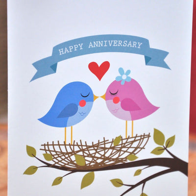 Love birds happy anniversary card