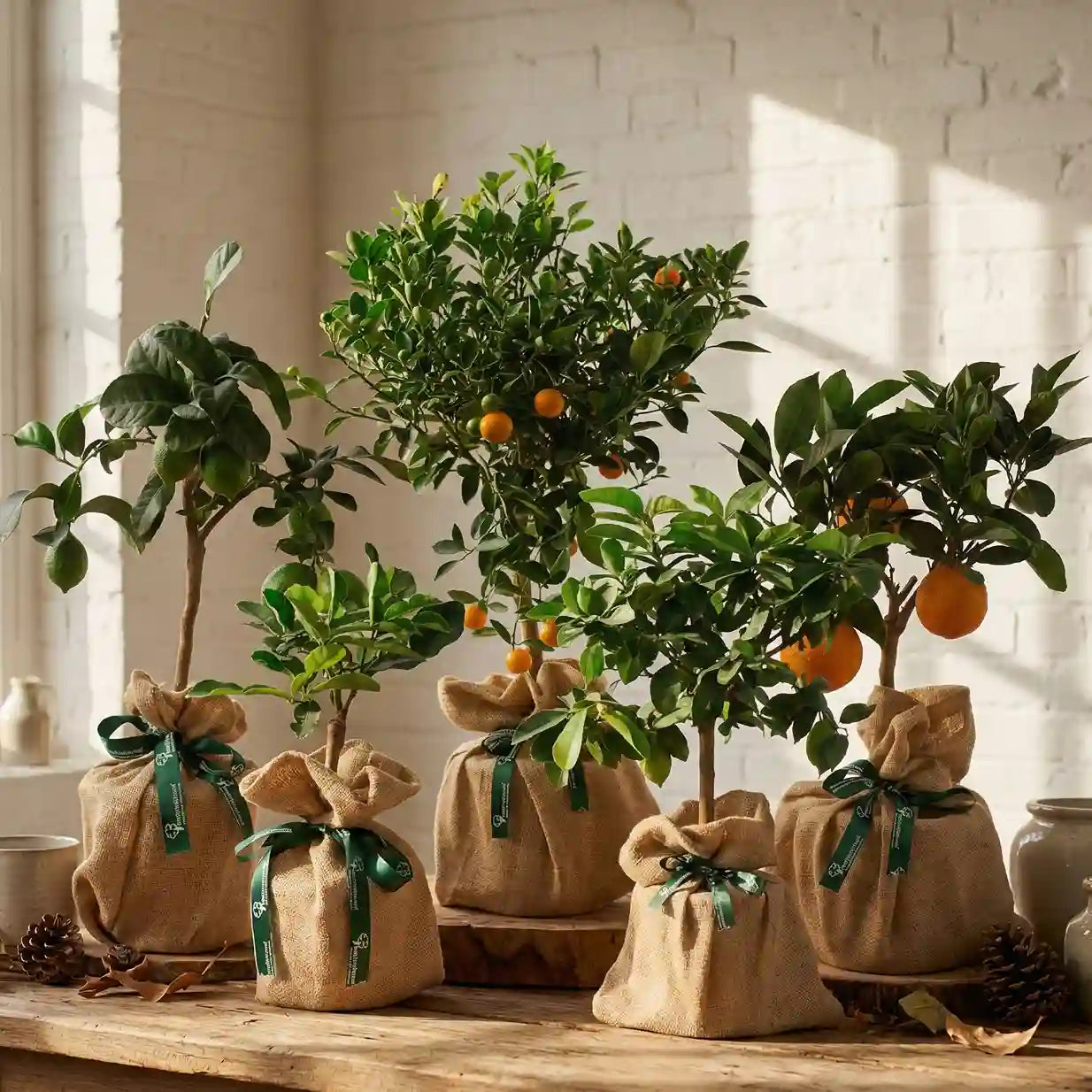 Citrus tree gifts from Tree2mydoor placed on a table.