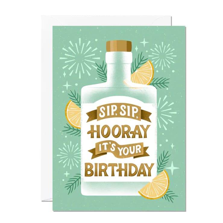Sip Sip Hooray Birthday Card - Greeting Card - Tree2mydoor