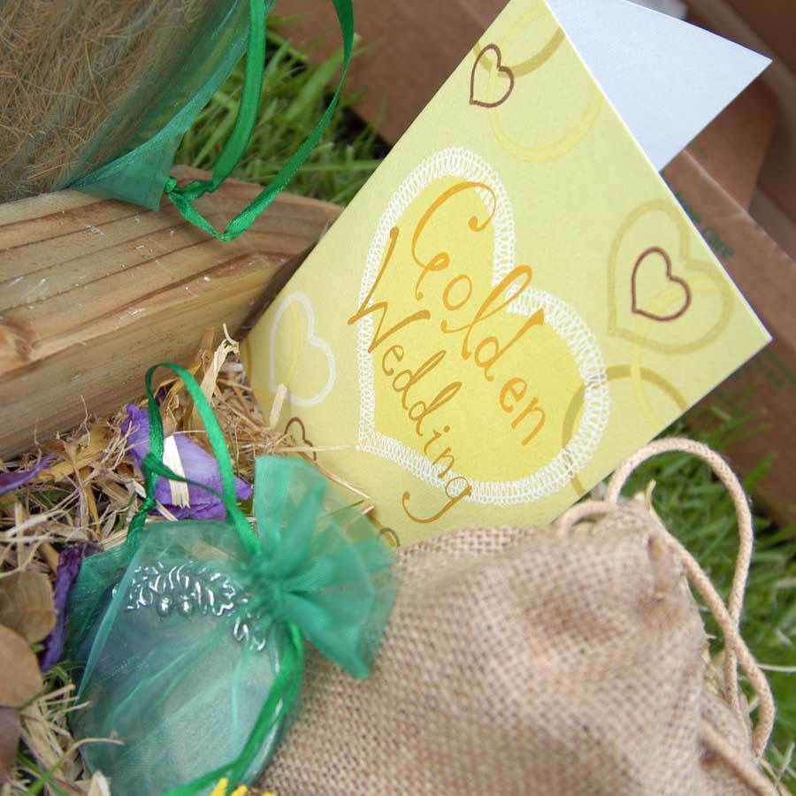 Golden Wedding Anniversary Tree Gift Pack Plaque - No Engraved Message - Tree Gift Pack - Tree2mydoor