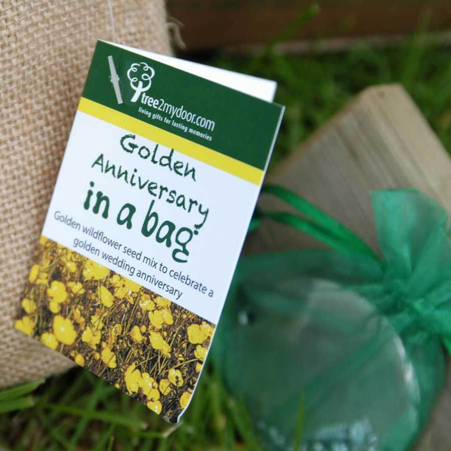 Golden Wedding Anniversary Tree Gift Pack Plaque - No Engraved Message - Tree Gift Pack - Tree2mydoor