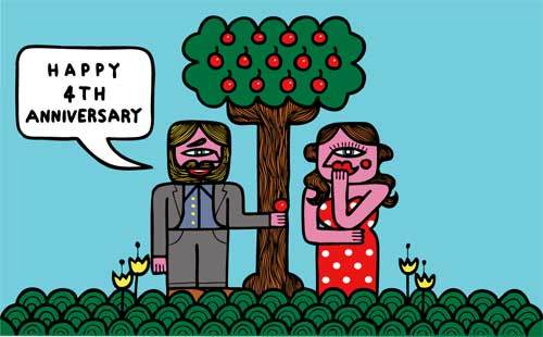 4th Wedding Anniversary Greetings Card - Greeting Card - Tree2mydoor