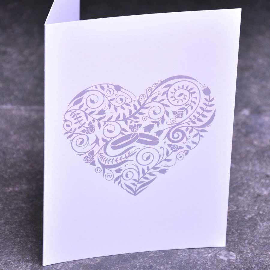 Silver Heart Wedding Card - Greeting Card - Tree2mydoor