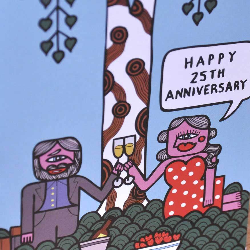 25th Wedding Anniversary Card - Greeting Card - Tree2mydoor
