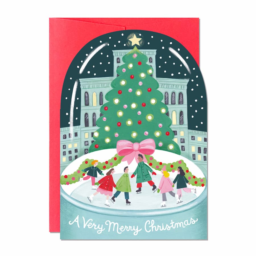 snowglobe christmas greetings card