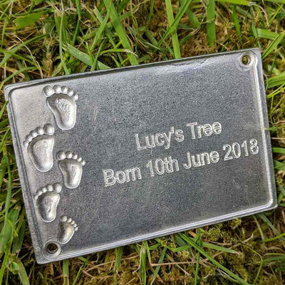 Personalise a Baby Footprint Pewter Plaque with the Gift