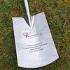 Engraved Spade head with text and logo