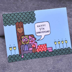 5th (Wood) Wedding Anniversary Card - Greeting Card - Tree2mydoor