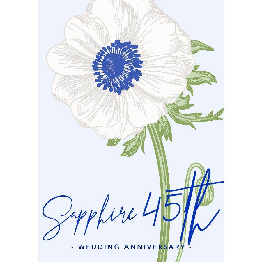 Floral Sapphire 45th Wedding Anniversary Card - Greeting Card - Tree2mydoor
