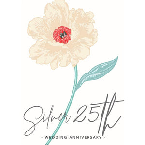 Silver 25th Wedding Anniversary Card - Greeting Card - Tree2mydoor
