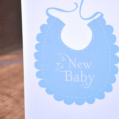 Baby Greetings Card - blue bib design