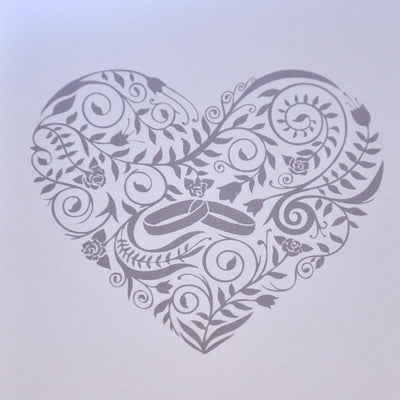 Silver love heart wedding anniversary card