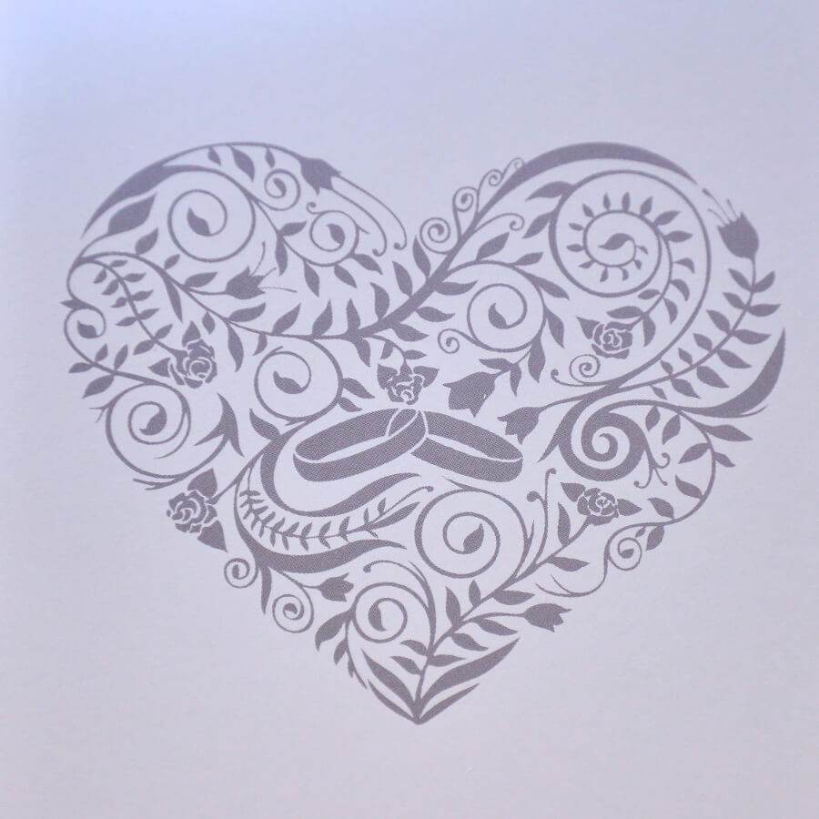 Silver Heart Wedding Card - Greeting Card - Tree2mydoor